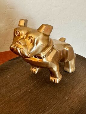 Authentic Vintage Mack Dog Truck Hood Ornament. Gold tone. Displayed stored only